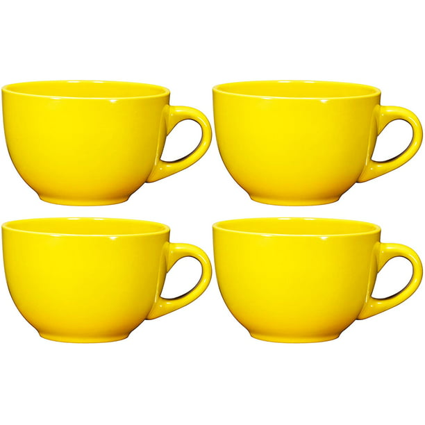 Bruntmor Wide Ceramic Tea Coffee Mug Set 24 Ounce Jumbo Soup Bowl Set of 4 